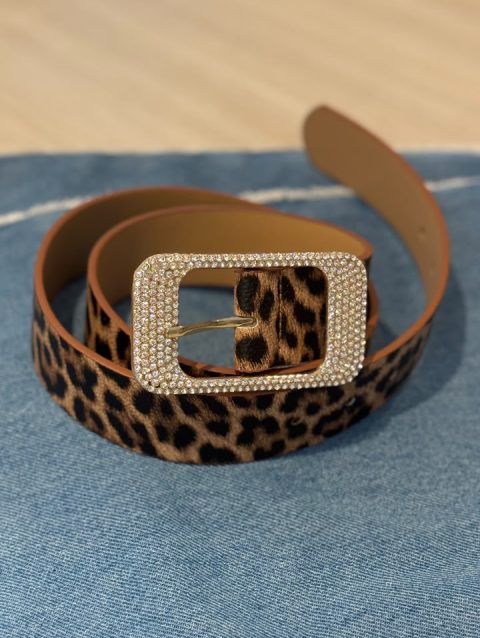 Cinturón Hebilla Rectangular Strass Print